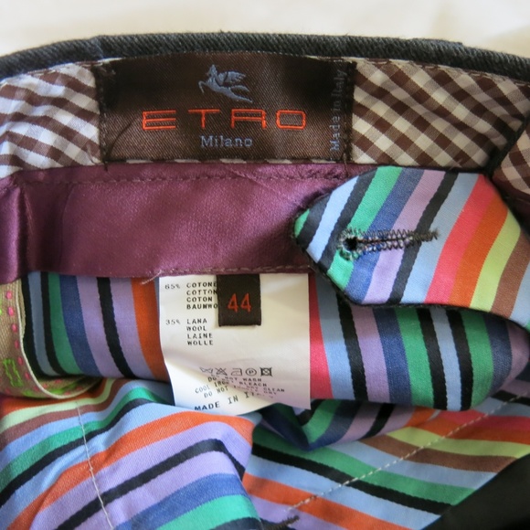 Etro Milano Gray Wool Blend Career Wear Pants 44 - Picture 5 of 6